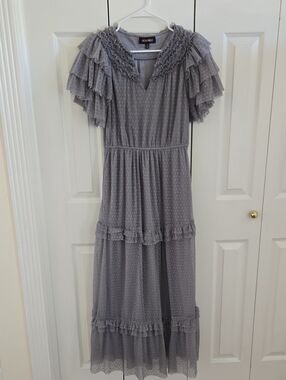 Deauville Grey Ruffled Midi Dress